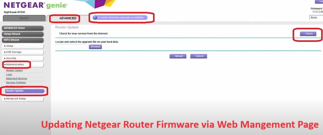netgear router firmware update via web browser